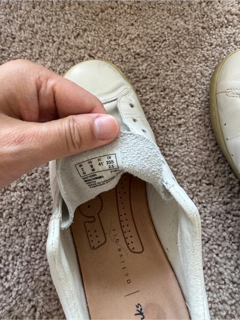 Clarks Cream Leather Sneakers